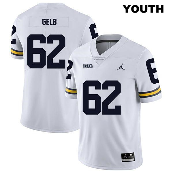 Youth NCAA Michigan Wolverines Mica Gelb #62 White Jordan Brand Authentic Stitched Legend Football College Jersey DL25W43HZ